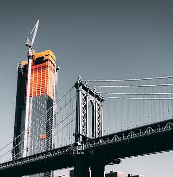 Industrial crane at sunset