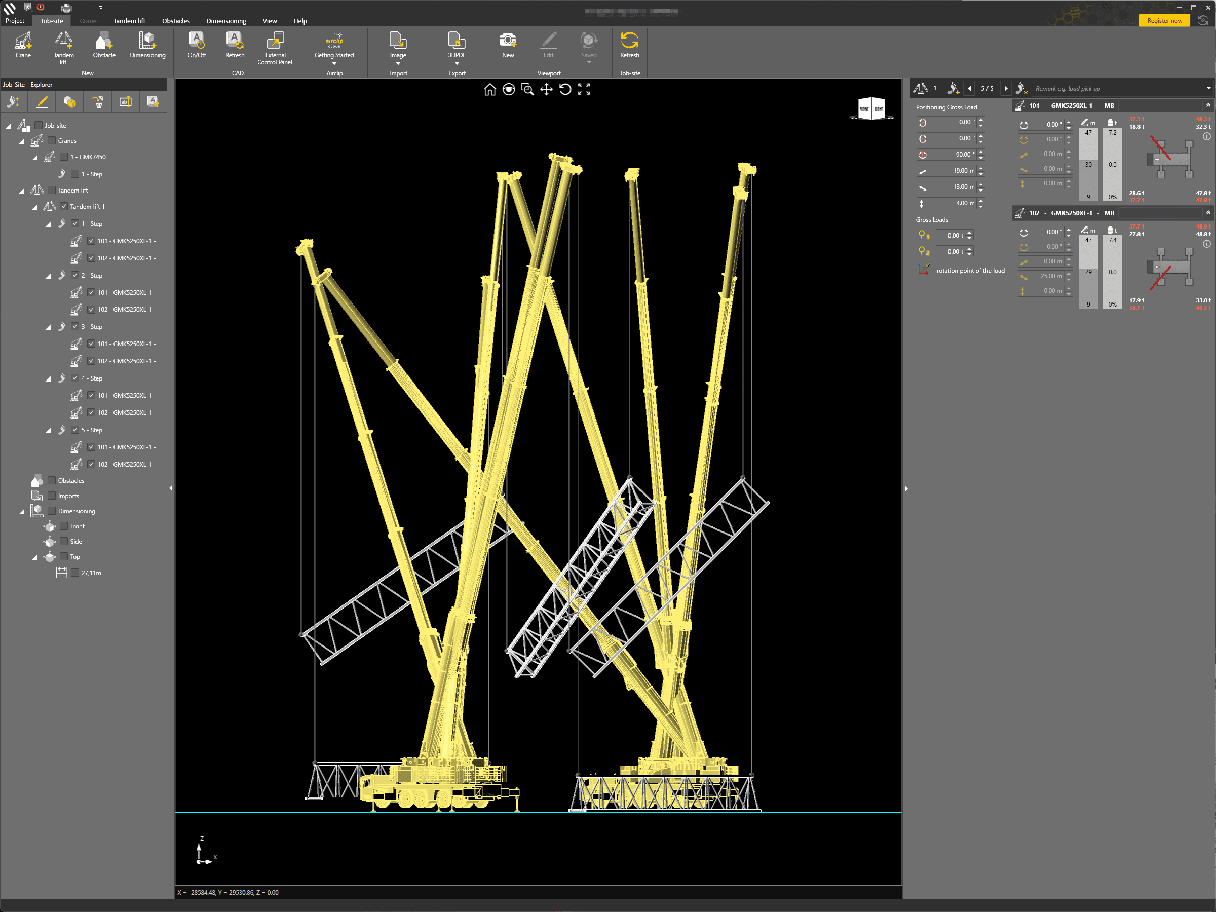 CRANEbee — multi-crane tandem simulation up to 8 cranes