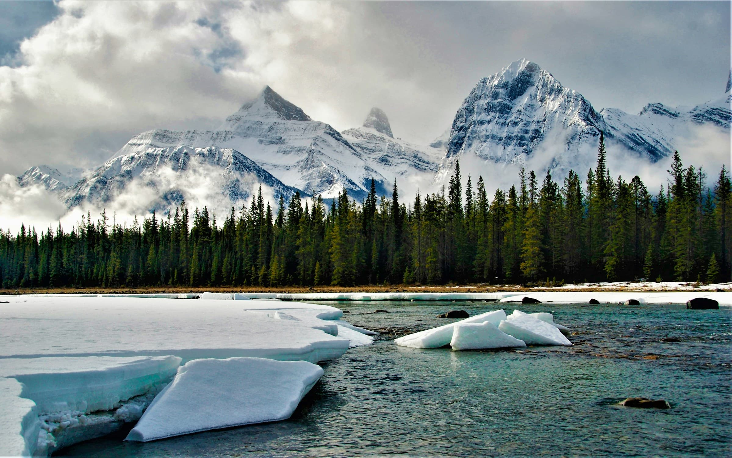 Canadian mountain landscape in winter