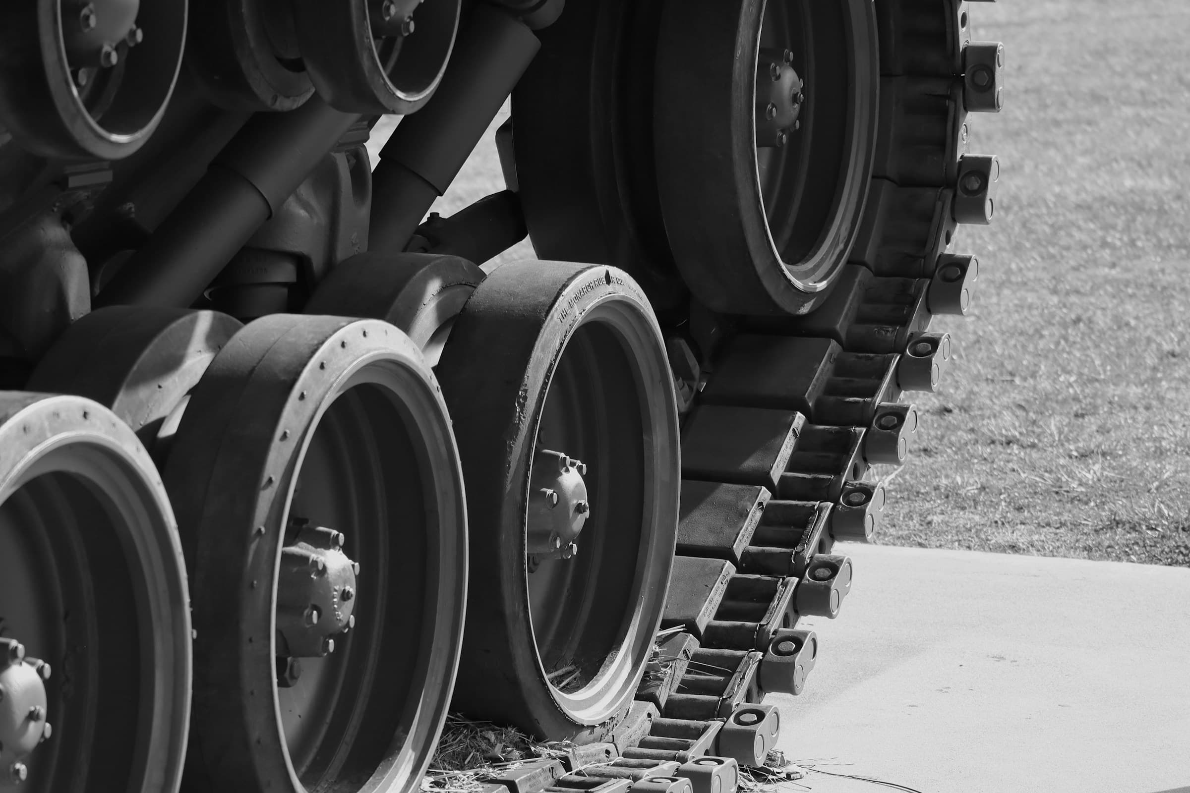 a close up of a bunch of tires on a truck