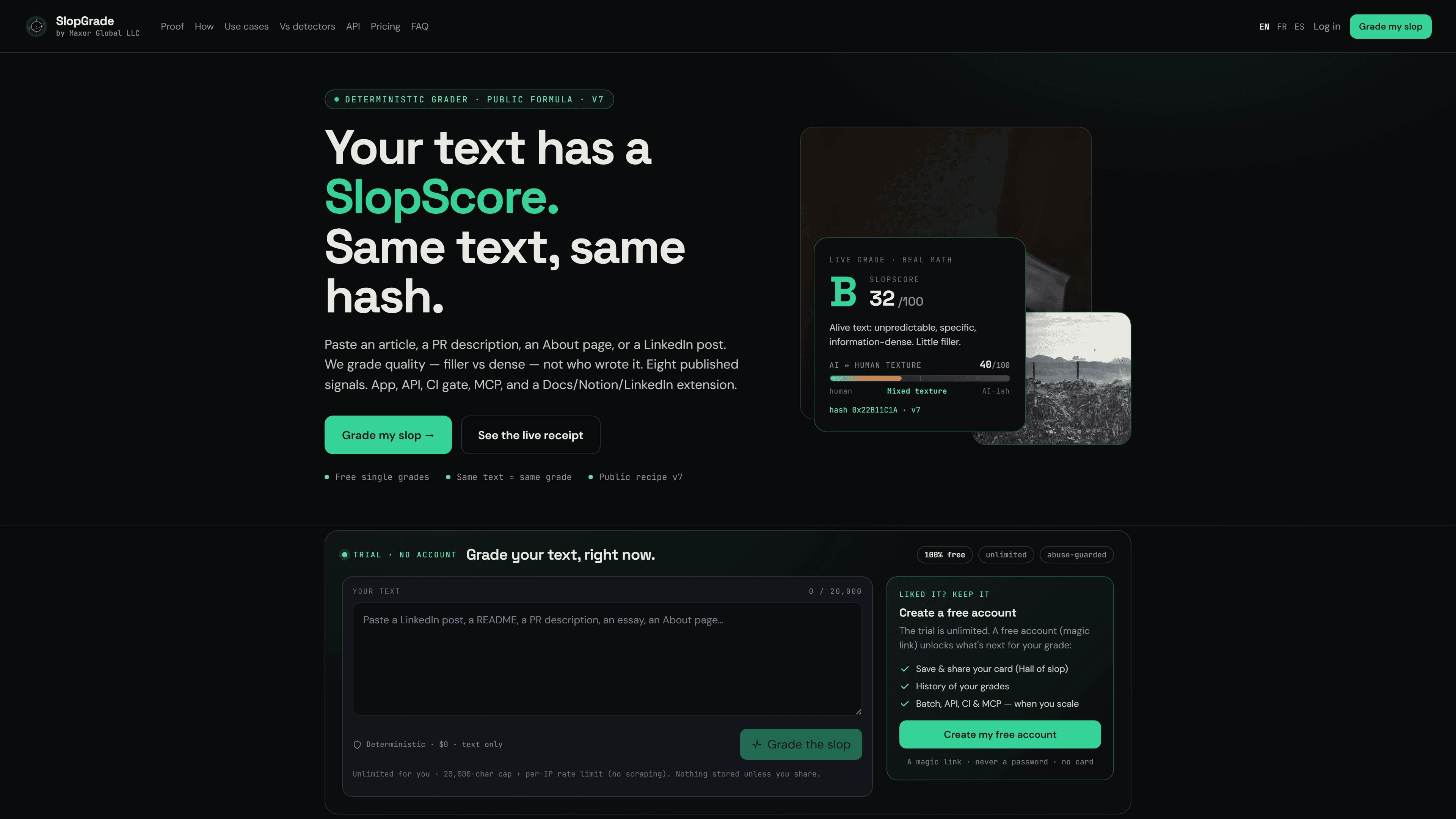 slopGrade — the deterministic CI gate that blocks slop and cross-tenant leaks in AI-written PRs, live at slopgrade.ai