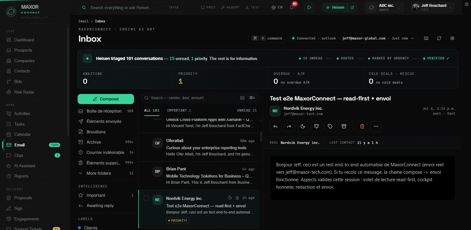 Maxor Connect — Email and communications, in the flow of work.