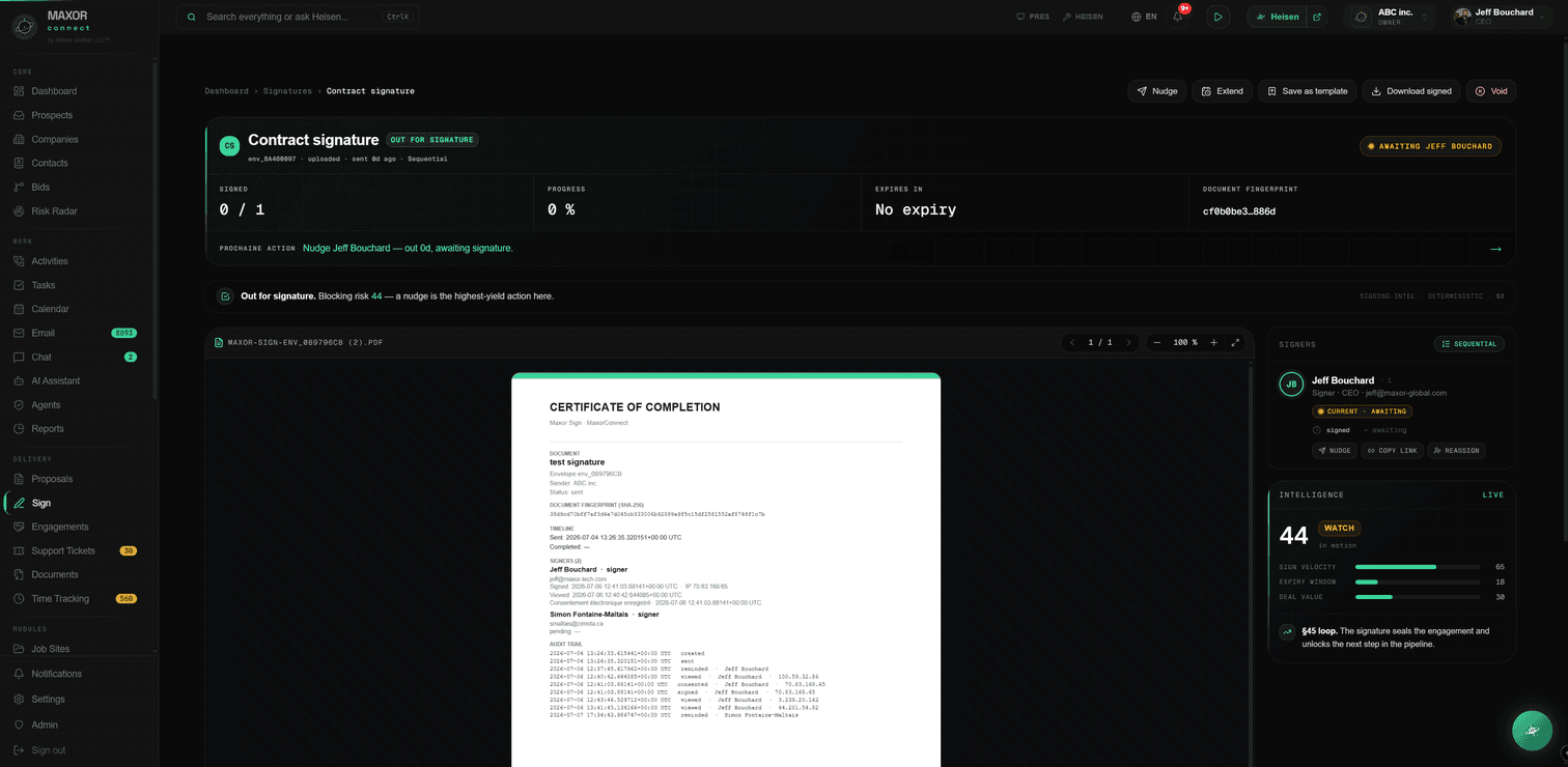 Maxor Connect — E-signature — sealed and audit-trailed.